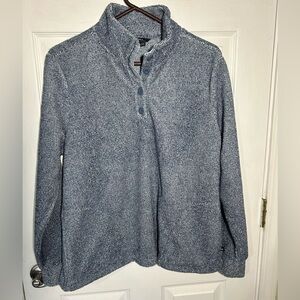 Eddie Bauer Women's 1/4 Button Soft Fleece   Pullover heathered blue size Large